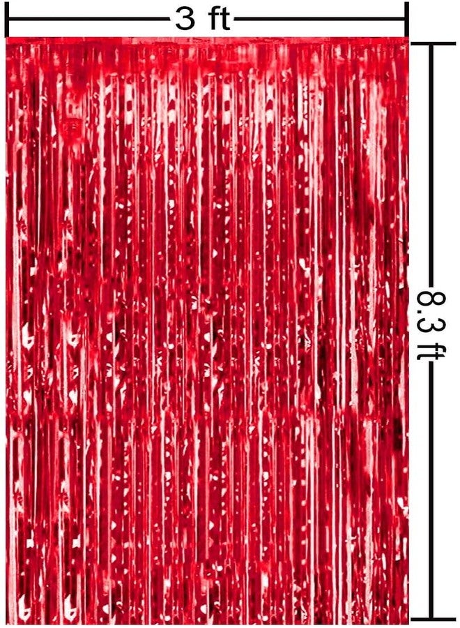 Flyloons Red Foil Curtains for Birthday Decoration Items Pack of 4 Backdrop Baby Shower Anniversary, Marriage, Bachelorette Party Celebration Theme - Image 3